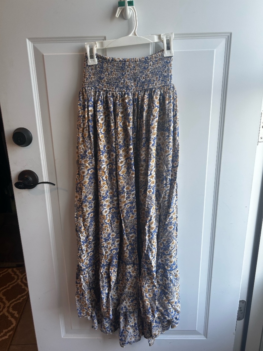 Blue and Cream Flower maxi skirt